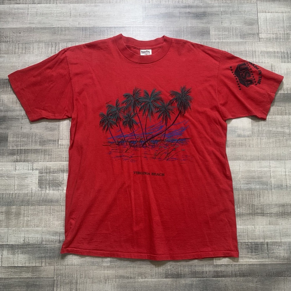Vintage 90s Palm Tree Virginia Beach  T-Shirt Made In USA - X Large